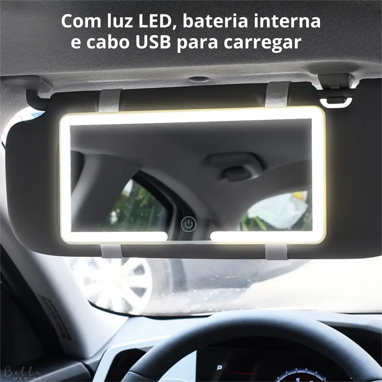 Espelho Portátil Recarregável com Luz Led para Carro - Bellamy