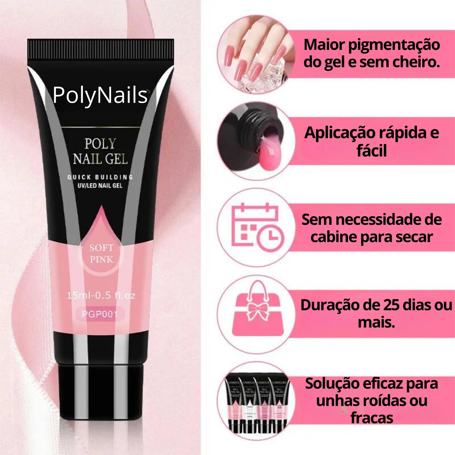 [PROMOÇÃO RELÂMPAGO] Kit PolyNails- Alongamento de Unhas em Casa