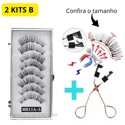 Kit Exclusivo: Aplicador + 2 Pares de Cílios Magnéticos Reutilizáveis 3D com 4 Ímãs para Sustentação Perfeita!